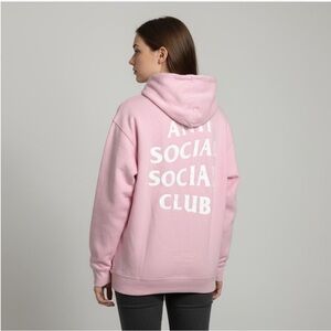 Anti Social Social Club Pink Hoodie Sweatshirt Size Large Unisex 100% cotton